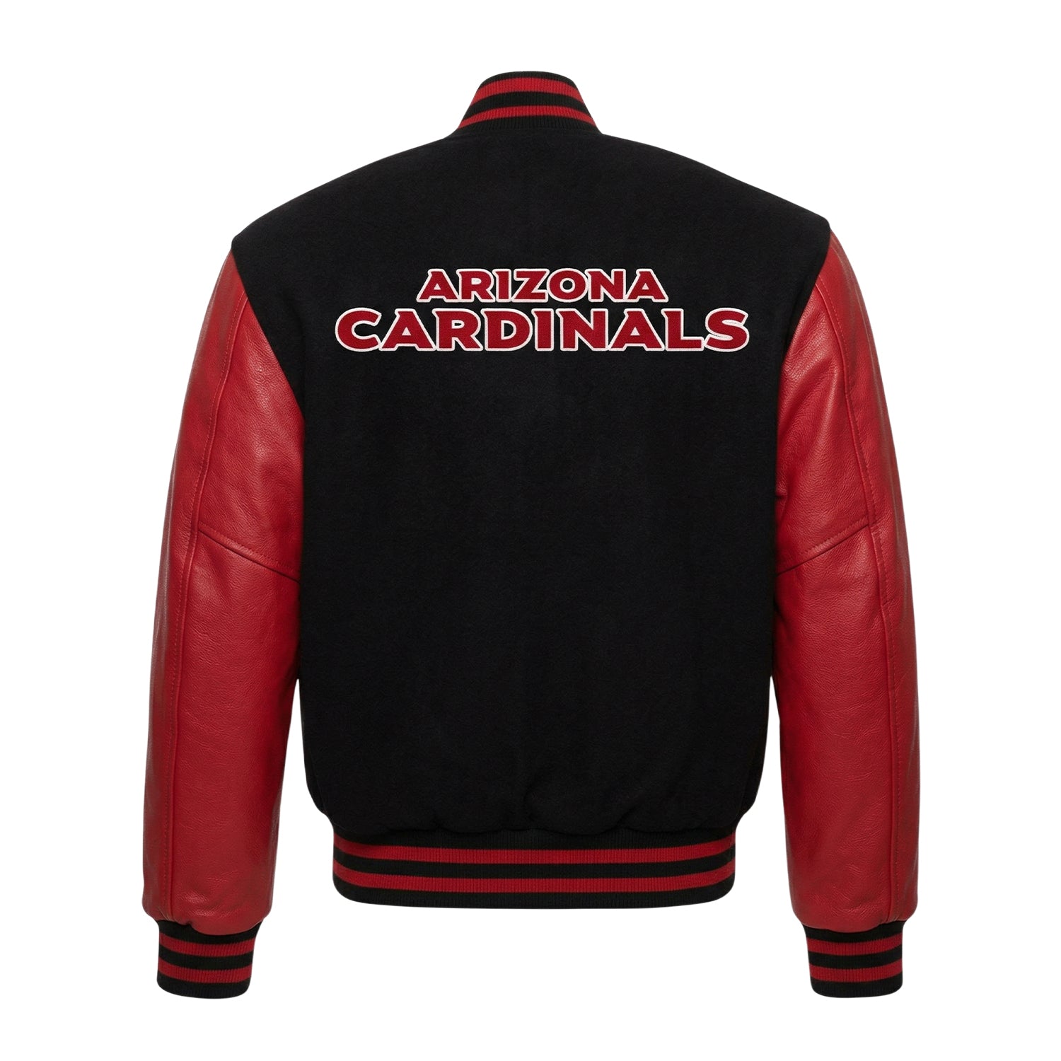 NFL Women's Arizona Cardinals Black and Red Varsity Jacket (Back)
