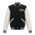 NFL Women's Baltimore Ravens Black and White Varsity Jacket