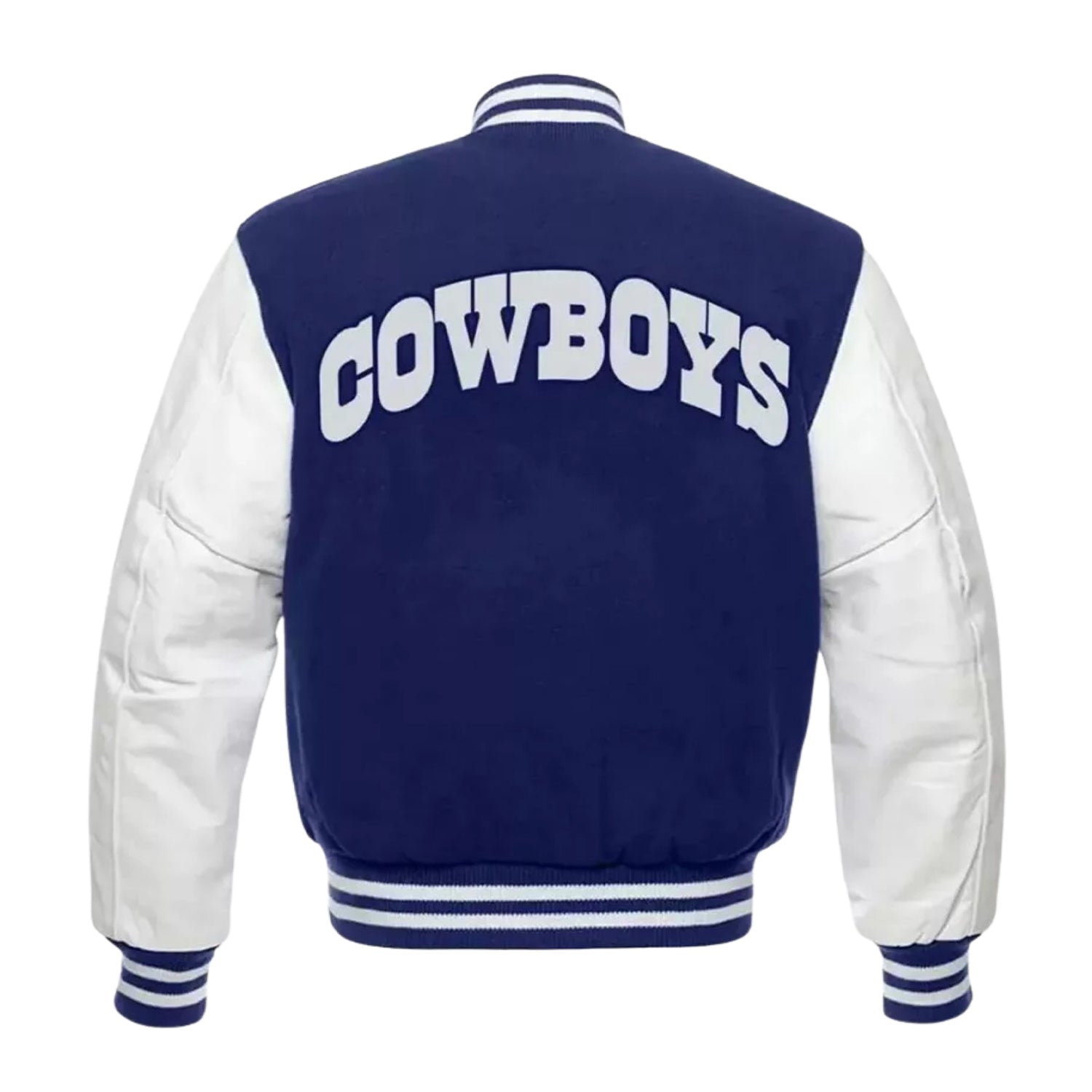 NFL Women's Dallas Cowboys Blue and White Varsity Jacket (Back)