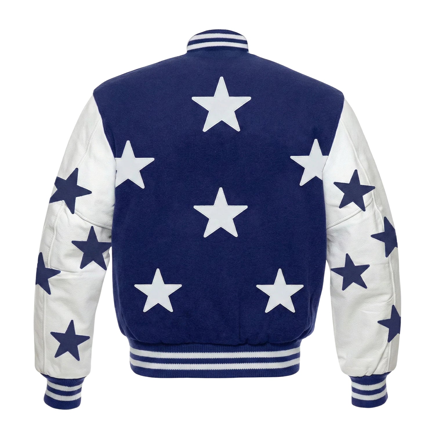 NFL Women's Dallas Cowboys Royal Blue and White Varsity Jacket (Back)