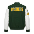 NFL Women's Green Bay Packers Green and White Varsity Jacket (Back)