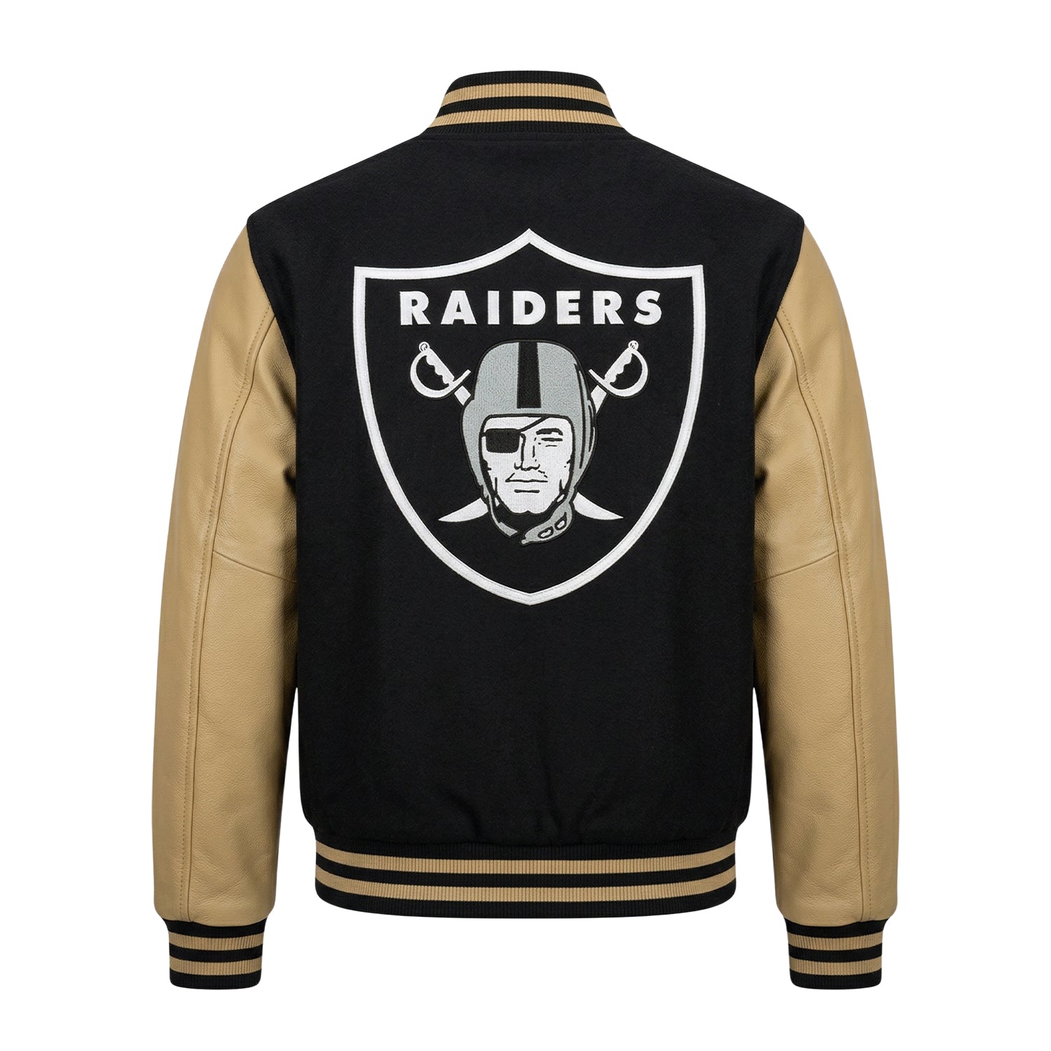 NFL Women's Las Vegas Raiders Black & Silver Varsity Jacket (Back)