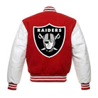 NFL Women's Las Vegas Raiders Red and White Varsity Jacket (Back)