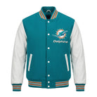NFL Women's Miami Dolphins Aqua and White Varsity Jacket