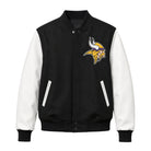 NFL Women's Minnesota Vikings Black and White Varsity Jacket