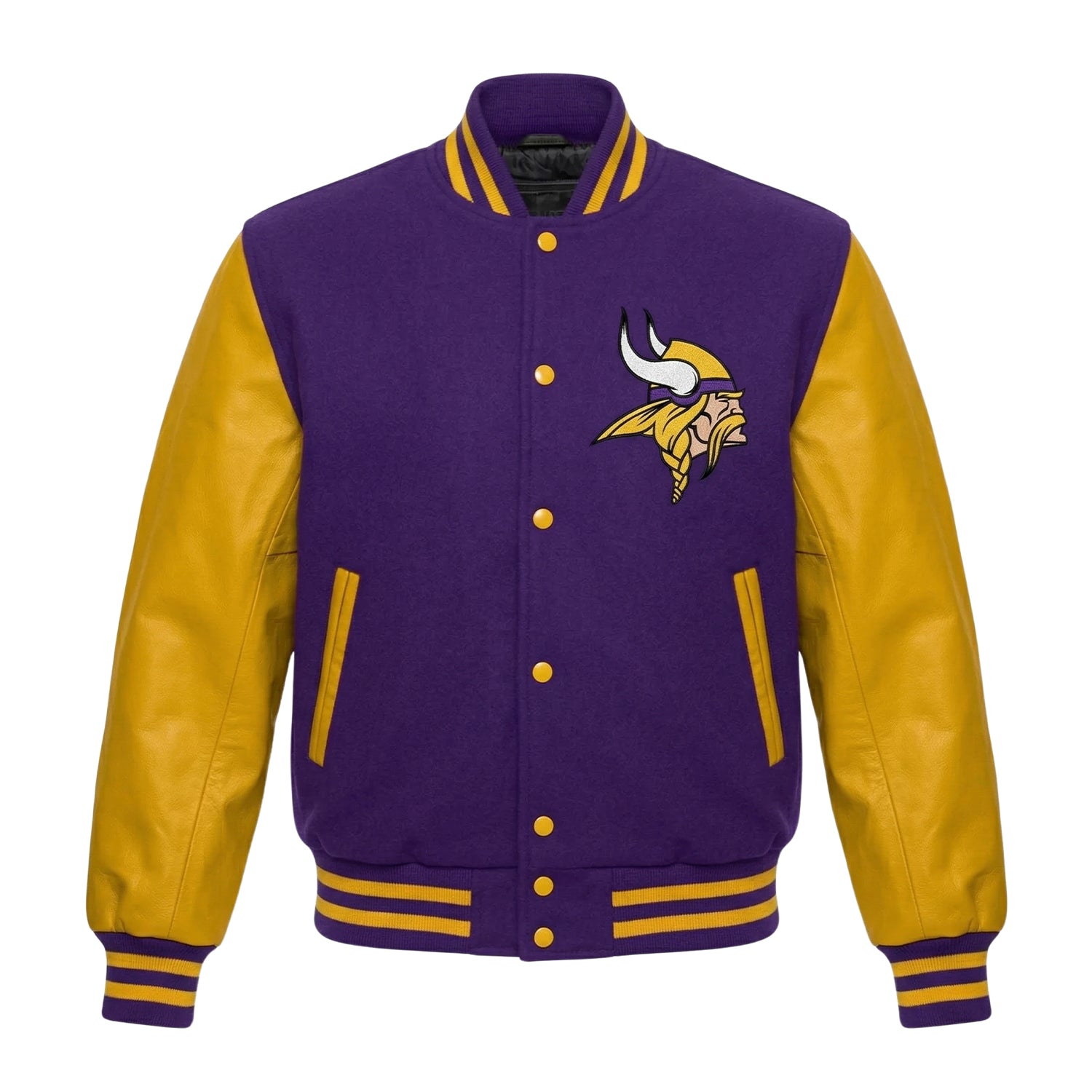 NFL Women's Minnesota Vikings Purple and Yellow Varsity Jacket