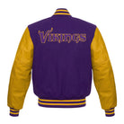 NFL Women's Minnesota Vikings Purple and Yellow Varsity Jacket (Back)