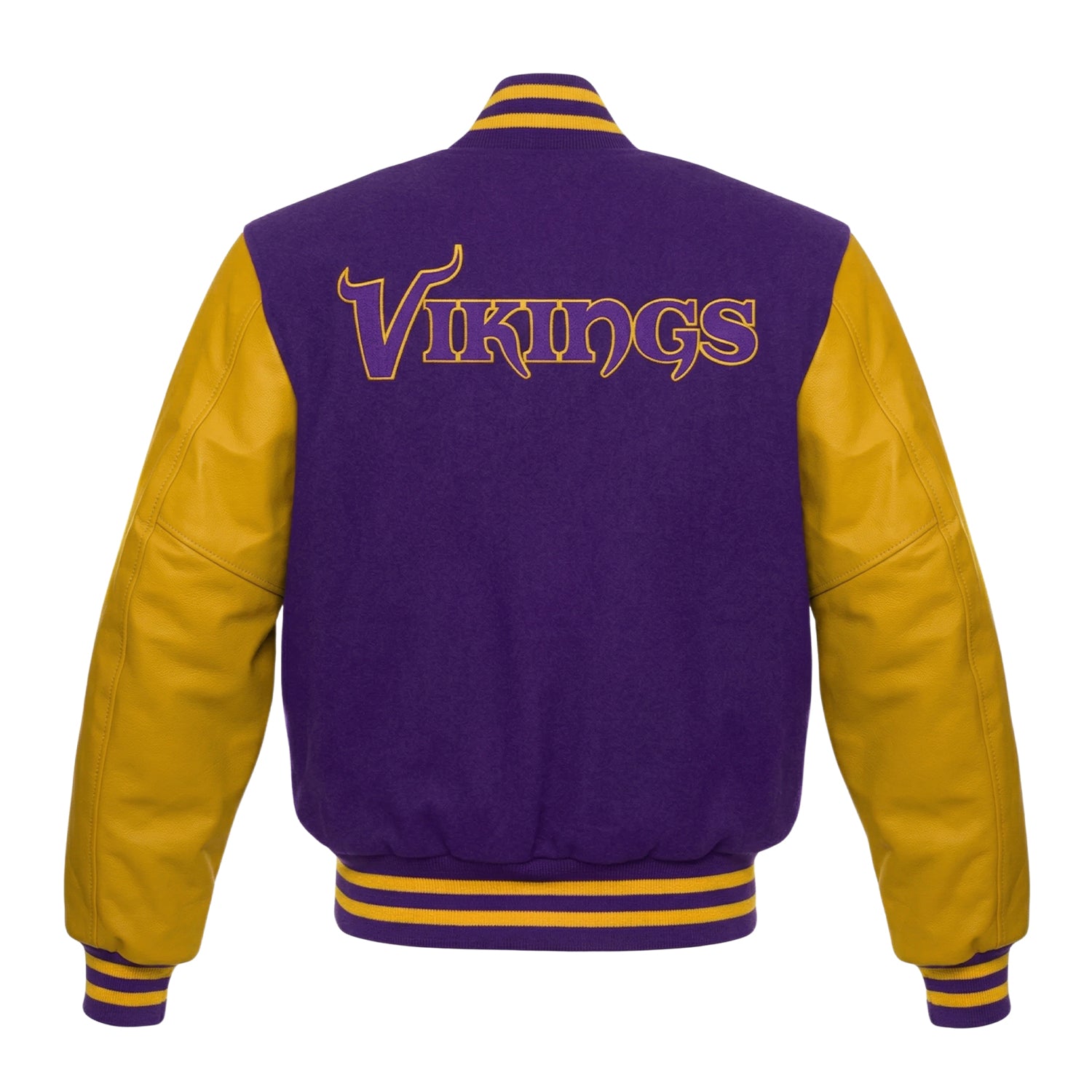 NFL Women's Minnesota Vikings Purple and Yellow Varsity Jacket (Back)