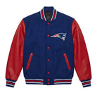 NFL Women's New England Patriots Navy Blue and Red Varsity Jacket