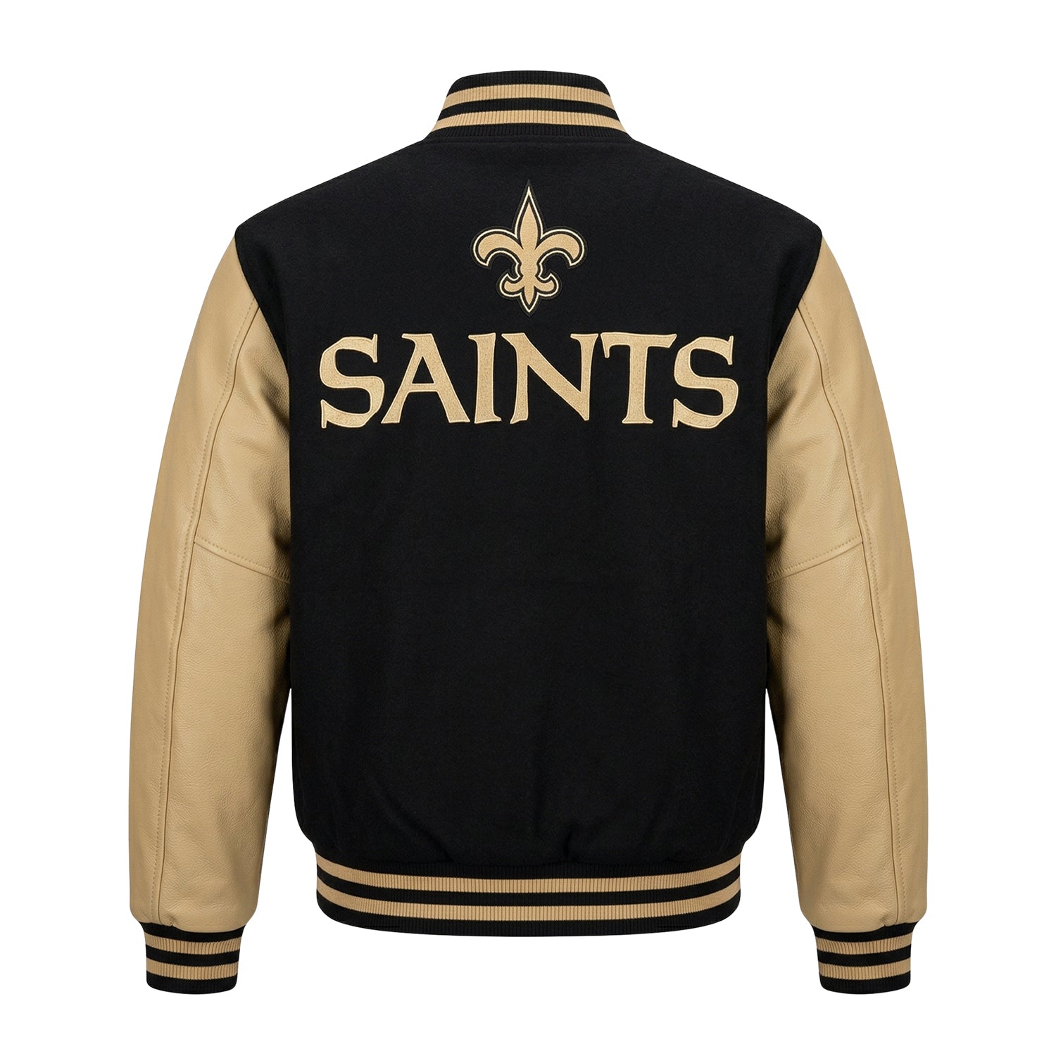 NFL Women's New Orleans Saints Black & Gold Varsity Jacket (Back)