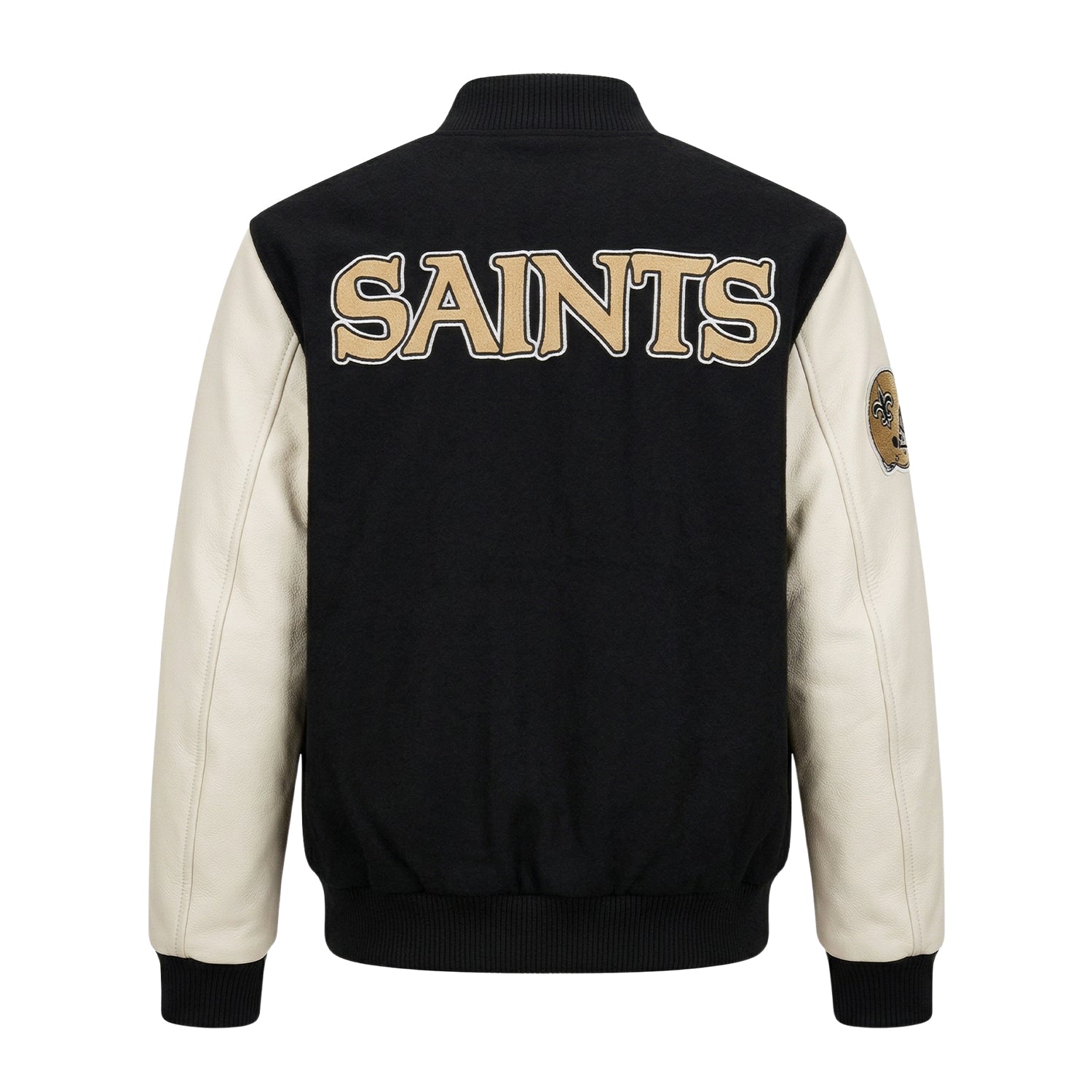 NFL Women's New Orleans Saints Black and White Varsity Jacket (Back)