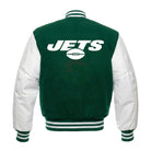 NFL Women's New York Jets Green and White Varsity Jacket (Back)
