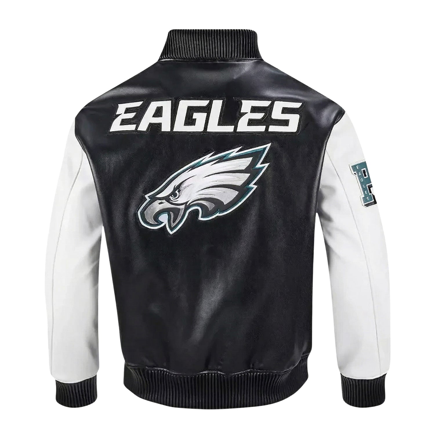 NFL Women's Philadelphia Eagles Black & White Varsity Jacket (Back)