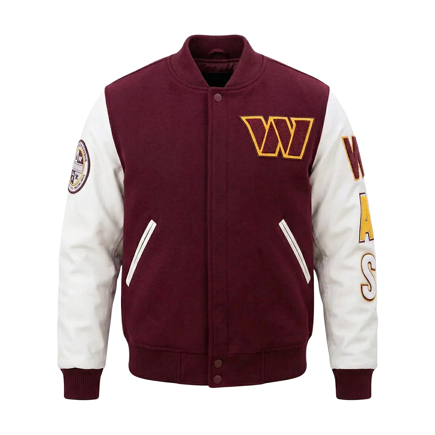 NFL Women's Washington Commanders Burgundy and White Varsity Jacket