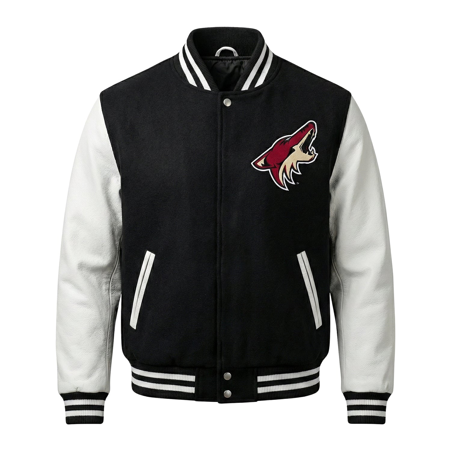 NHL Men's Arizona Coyotes Black and White Varsity Jacket