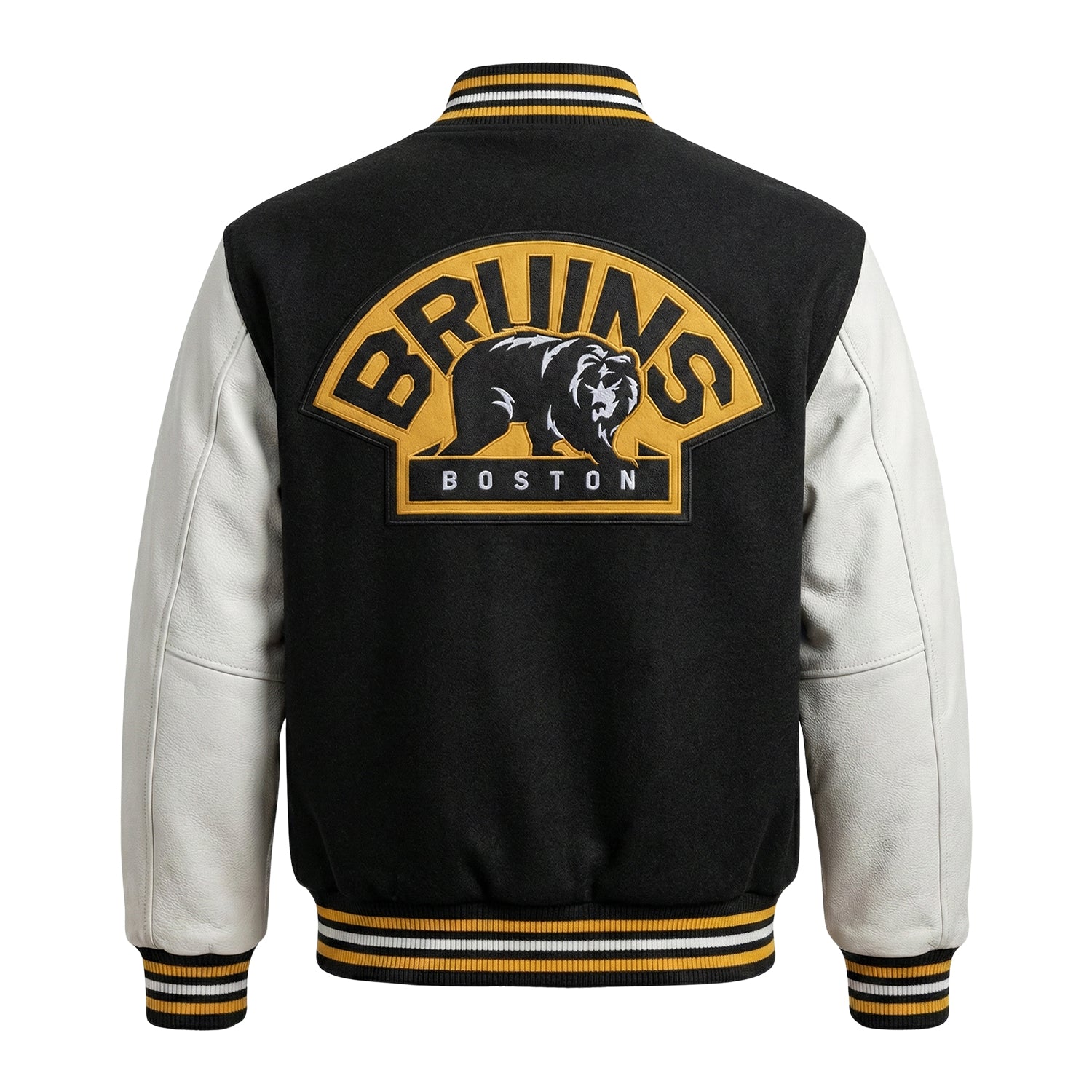 NHL Men's Boston Bruins Black & White Varsity Jacket (Back)