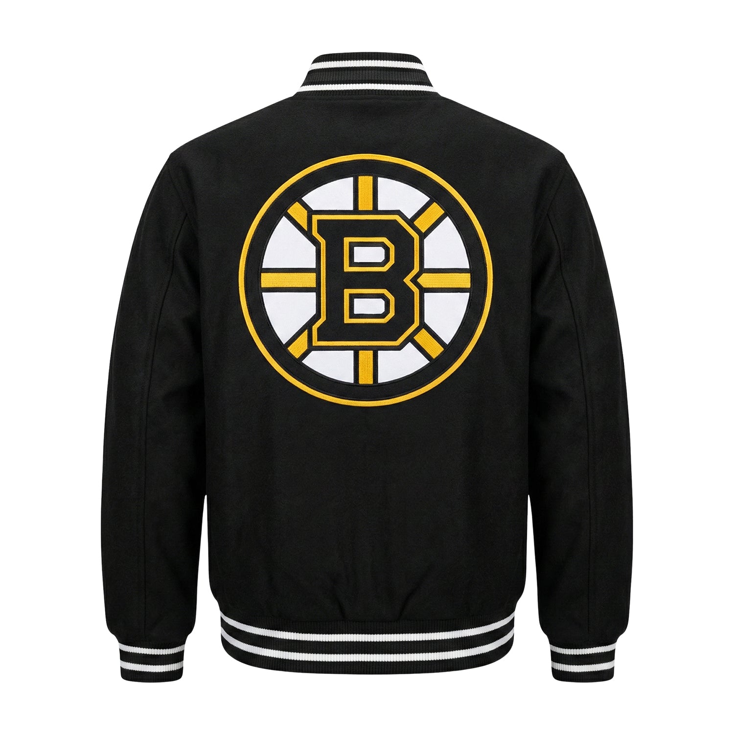 NHL Men's Boston Bruins Full Black Varsity Jacket (Back)