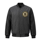NHL Men's Boston Bruins Grey and Black Two Tone Varsity Jacket