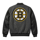 NHL Men's Boston Bruins Grey and Black Two Tone Varsity Jacket (Back)