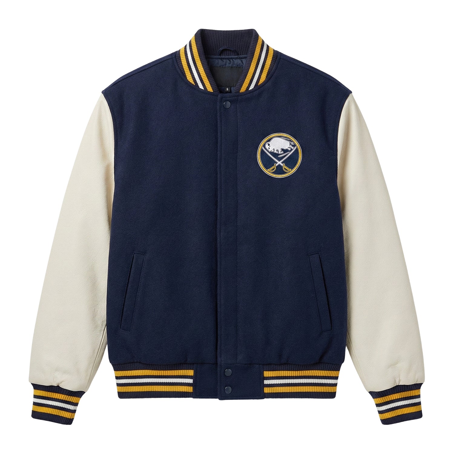 NHL Men's Buffalo Sabres Blue and White Varsity Jacket