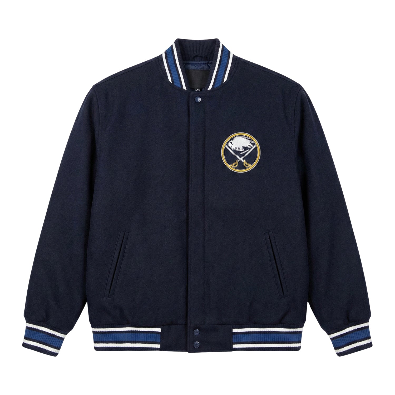 NHL Men's Buffalo Sabres Navy Blue Varsity Jacket