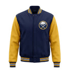NHL Men's Buffalo Sabres Yellow and Navy Blue Varsity Jacket