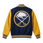 NHL Men's Buffalo Sabres Yellow and Navy Blue Varsity Jacket (Back)
