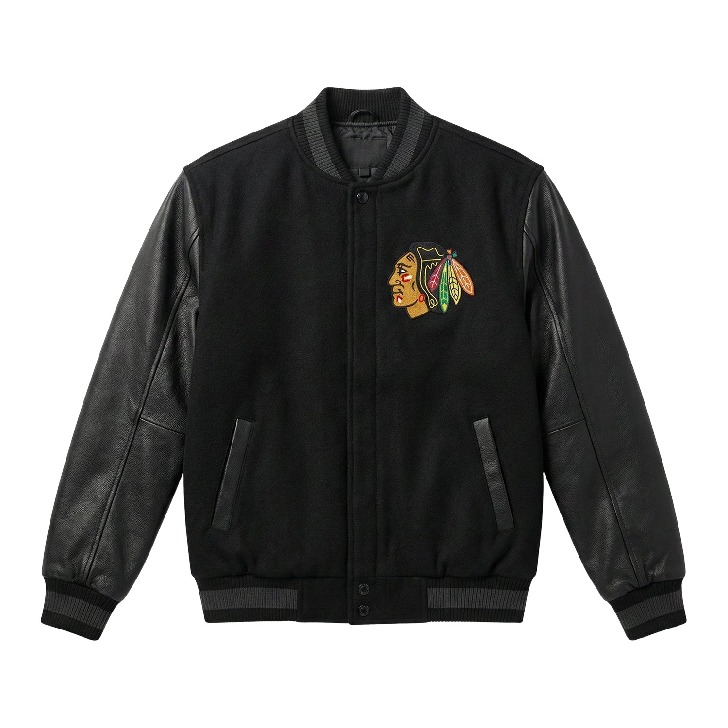 NHL Men's Chicago Blackhawks Black Varsity Jacket