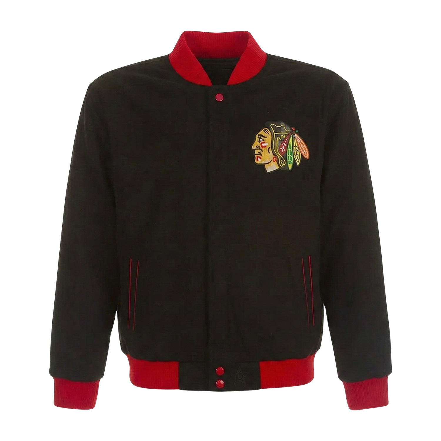 NHL Men's Chicago Blackhawks Black & Red Varsity Jacket