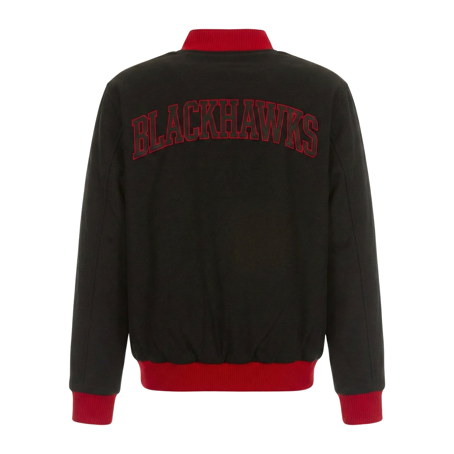 NHL Men's Chicago Blackhawks Black & Red Varsity Jacket (Back)