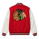 NHL Men's Chicago Blackhawks Red and White Varsity Jacket (Back)