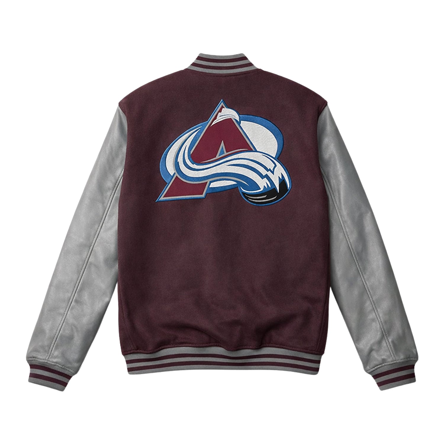 NHL Men's Colorado Avalanche Maroon and Gray Varsity Jacket (Back)
