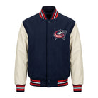 NHL Men's Columbus Blue Jackets Blue and White letterman Jacket