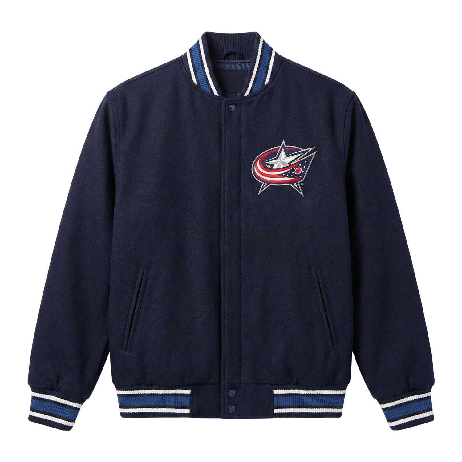 NHL Men's Columbus Blue Jackets Navy Blue Varsity Jacket