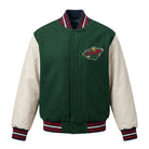 NHL Men's Minnesota Wild Green and White Varsity Jacket