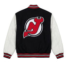 NHL Men's New Jersey Devils Black and White Varsity Jacket (Back)