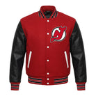 NHL Men's New Jersey Devils Red and Black Varsity Jacket