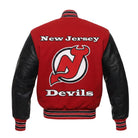 NHL Men's New Jersey Devils Red and Black Varsity Jacket (Back)