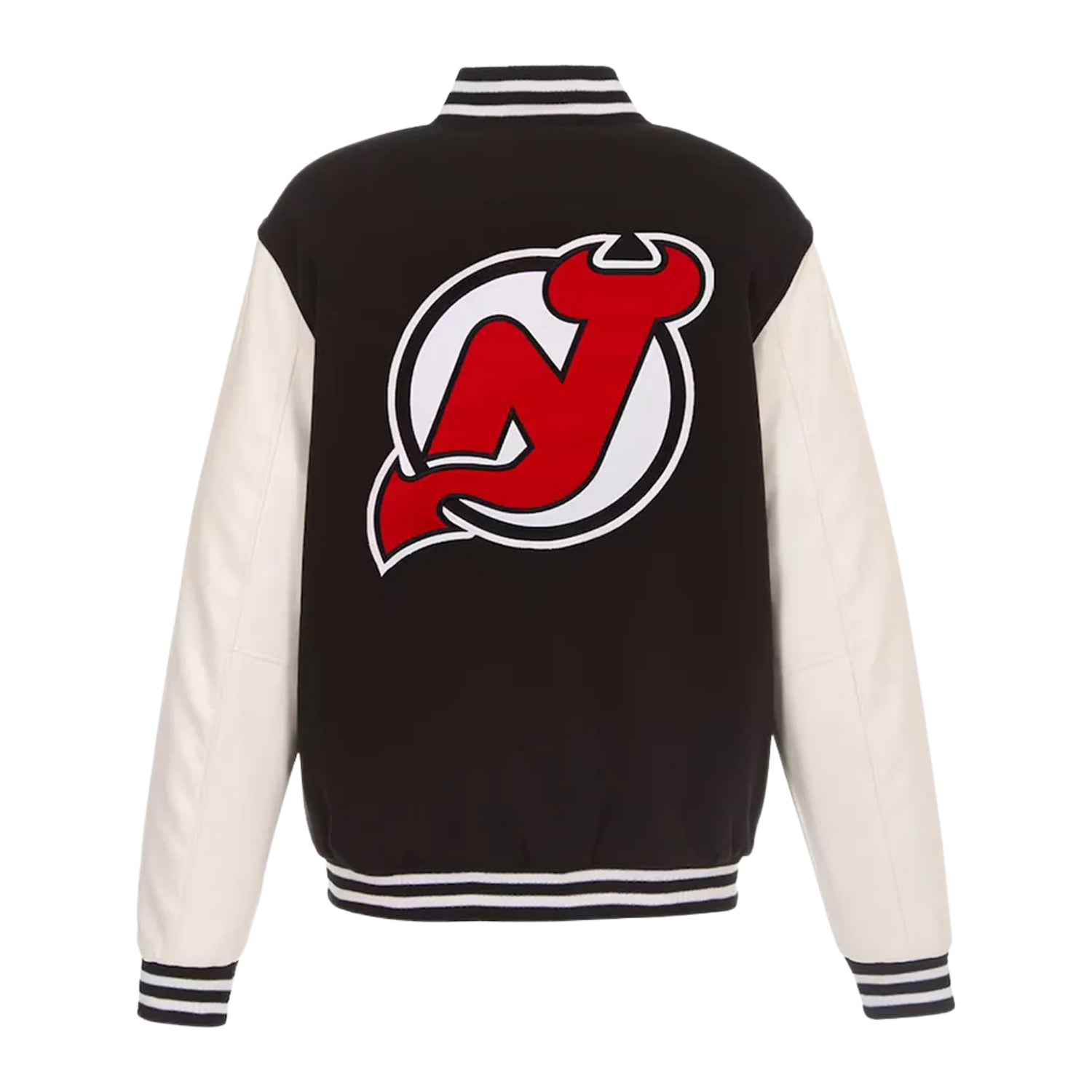 NHL Men's New Jersey Devils wool & Leather Varsity Jacket (Back)