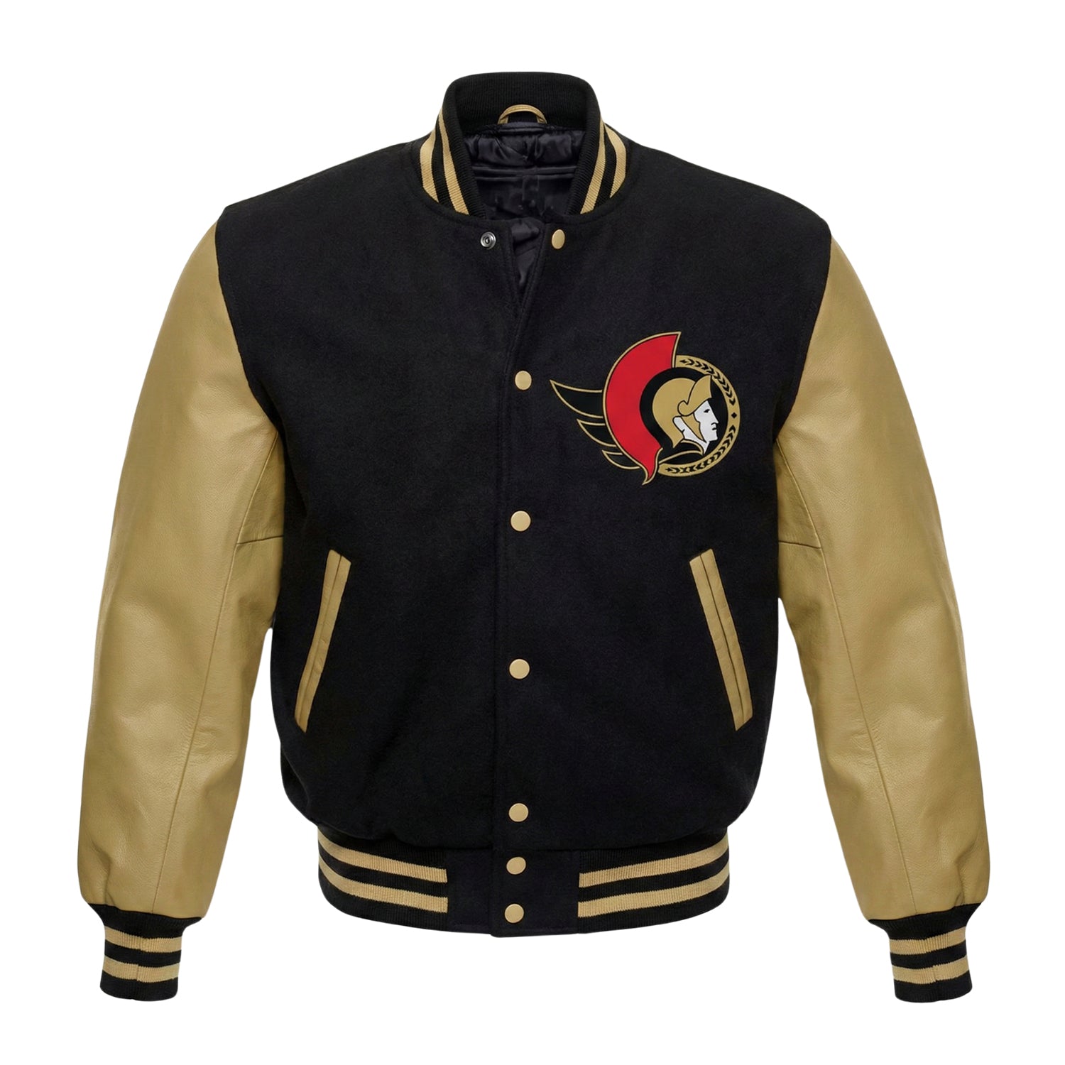NHL Men's Ottawa Senators Black & Golden Varsity Jacket