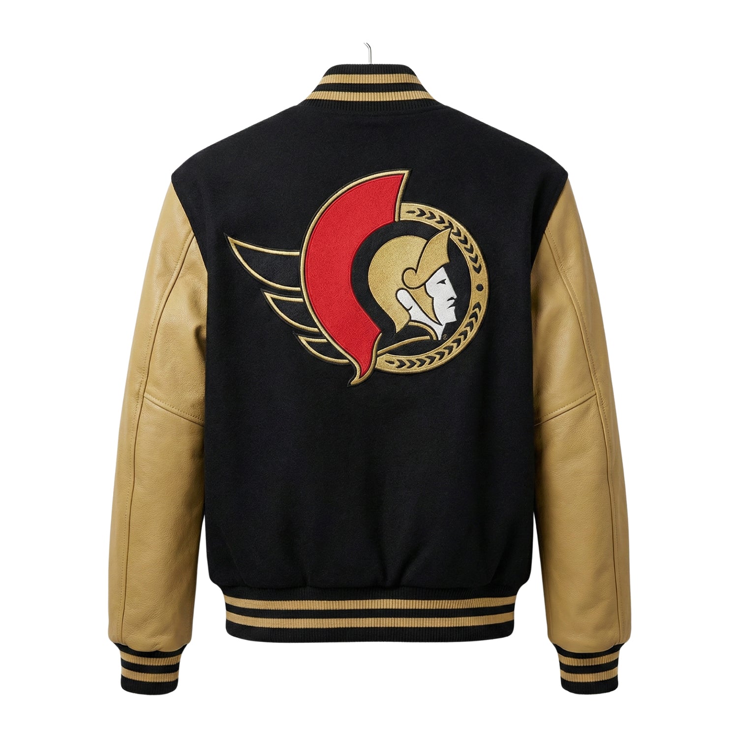 NHL Men's Ottawa Senators Black & Golden Varsity Jacket (Back)