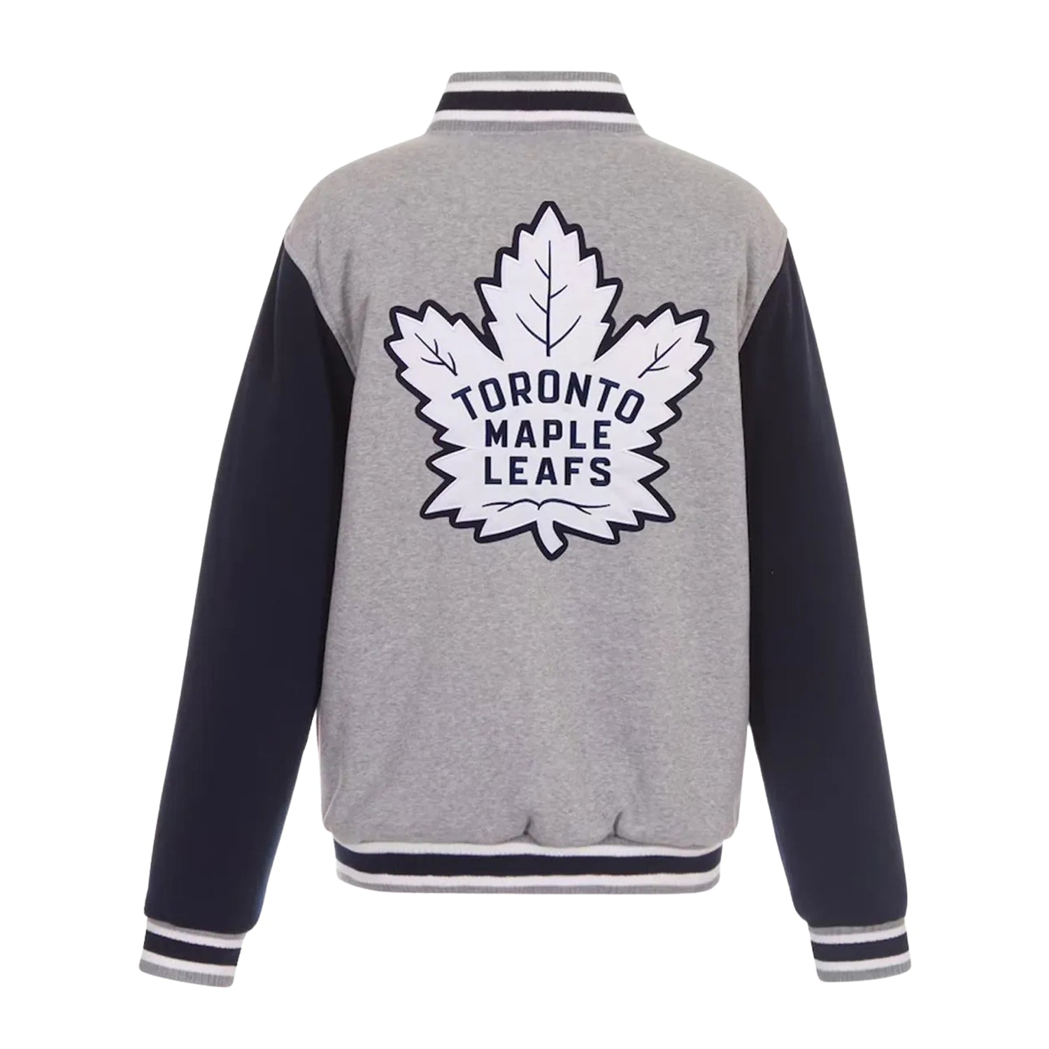 NHL Men's Toronto Maple Leafs Gray & Navy Varsity Jacket (Back)