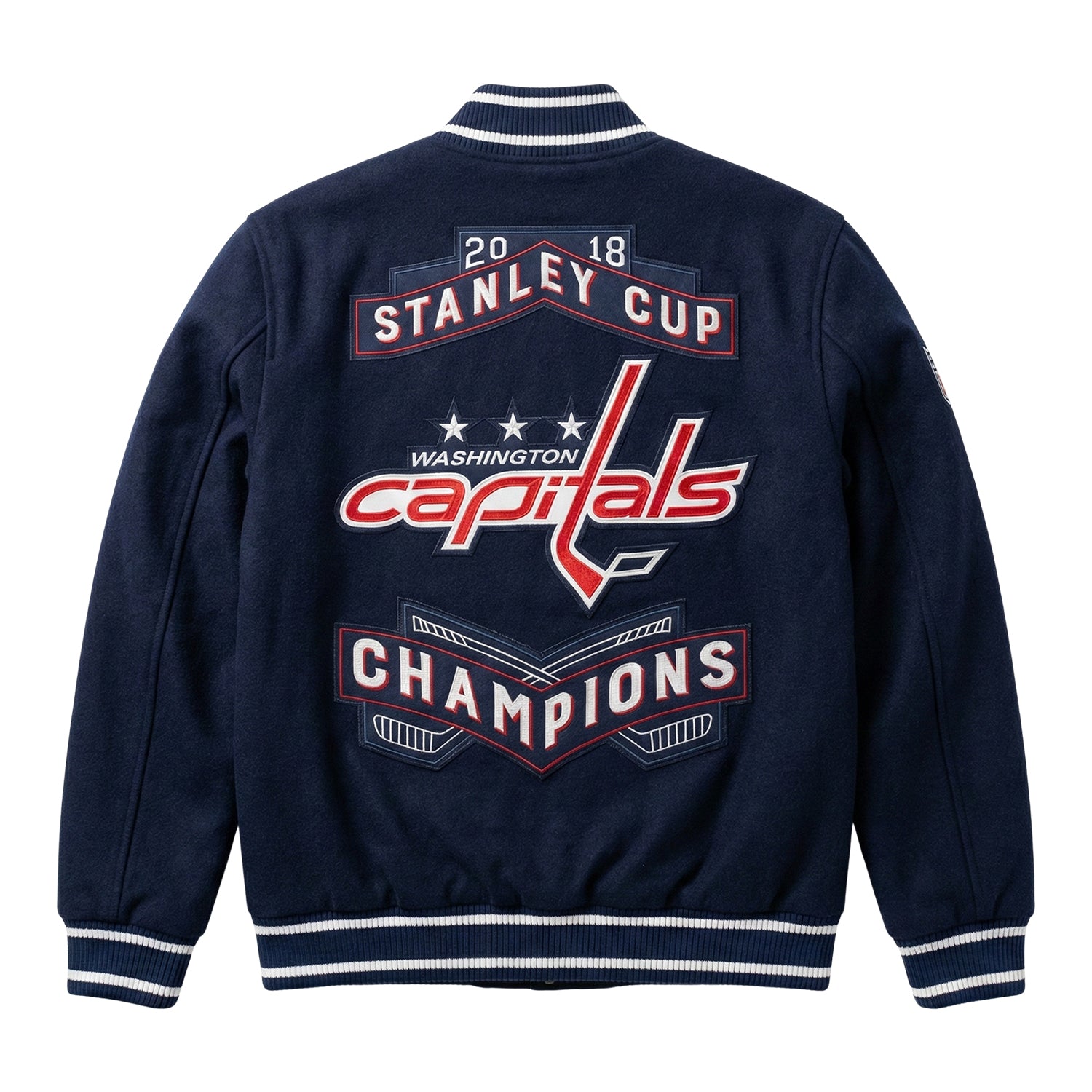 NHL Men's Washington Capitals Navy Blue Varsity Jacket (Back)