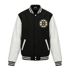 NHL Men's Boston Bruins White and Black Varsity Jacket