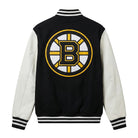 NHL Men's Boston Bruins White and Black Varsity Jacket (Back)
