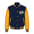 NHL Men's Nashville Predators Navy and Yellow Varsity Jacket