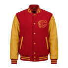 NHL Women's Calgary Flames Red and Yellow Varsity Jacket