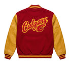 NHL Women's Calgary Flames Red and Yellow Varsity Jacket (Back)