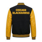 NHL Women's Chicago Blackhawks black and yellow Varsity Jacket (Back)