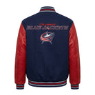 NHL Women's Columbus Blue Jackets Blue and Red Varsity Jacket (Back)